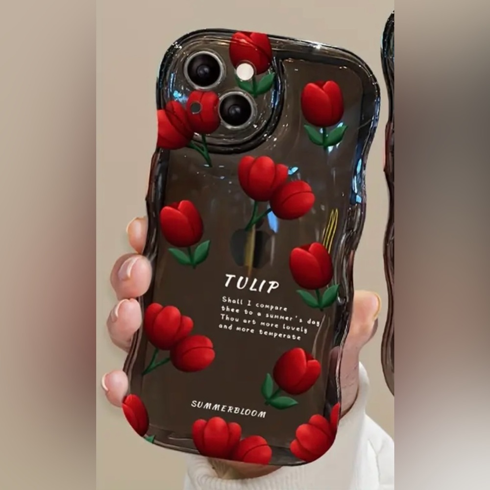 Brand New Beautiful Tulips Phone Case with Heart Lanyard for IPhone 14 Pro - Picture 11 of 12